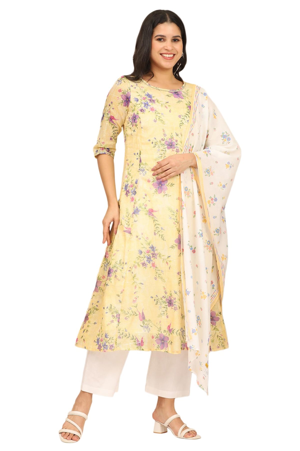 Aurelia WomenS White Floral Printed Pure Cotton Stole (Size: Free Size)-A80054-508900