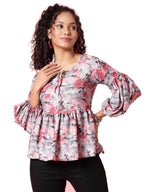 OOMPH! Peplum Tops for Women, Red - mt805