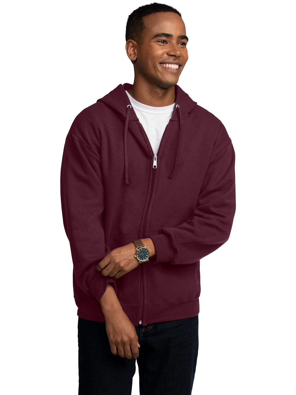Fruit of the Loom Eversoft Fleece Hoodies, Pullover, Moisture Wicking & Breathable, Sizes S-4x, Maroon Full Zip, X-Large