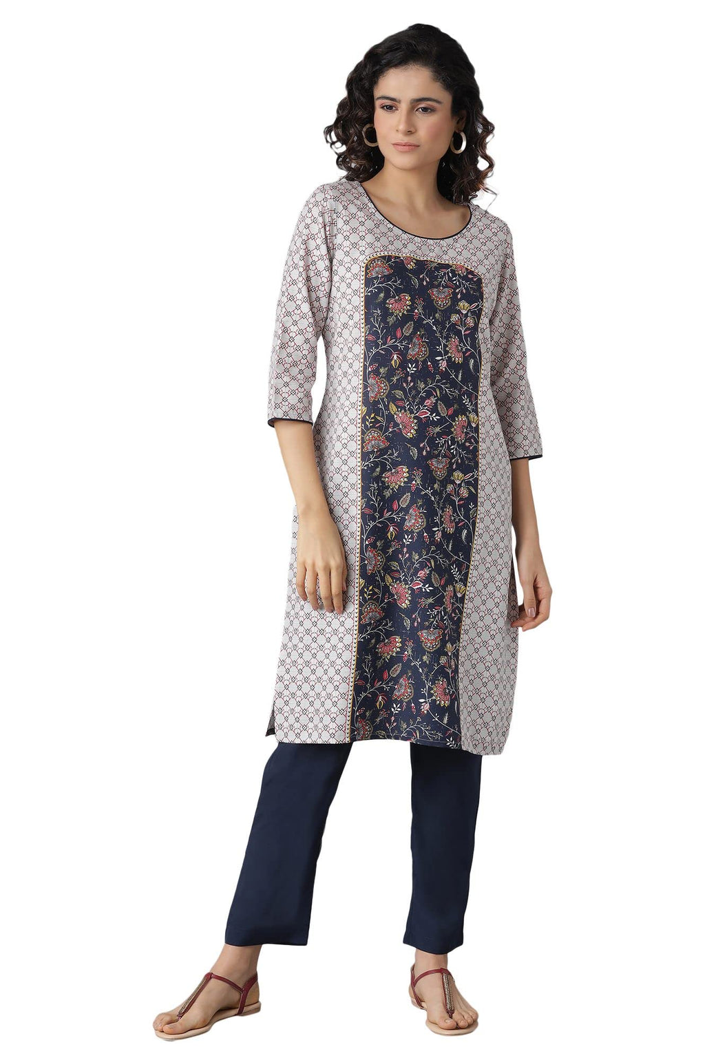 Aurelia Women'S Viscose Kurta & Trouser (22Onas13031-505131_Grey_L)