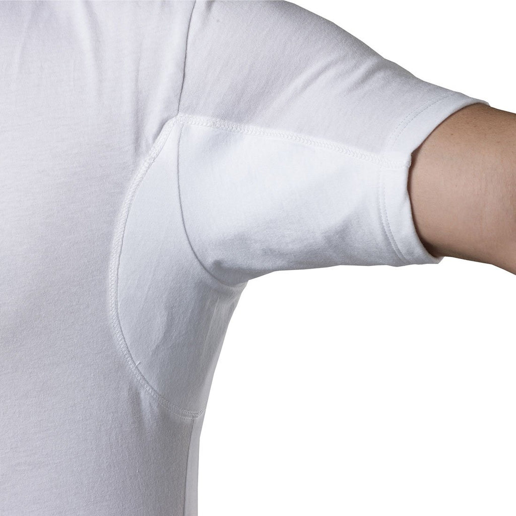 Sweatproof Undershirt for Men with Underarm Sweat Pads (Original Fit, Crew Neck) White