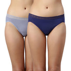 Enamor Cotton Hipster Panties for Women Pack of 2 | Full Coverage, Mid Waist with Antimicrobial & Stain Release Technology | Col