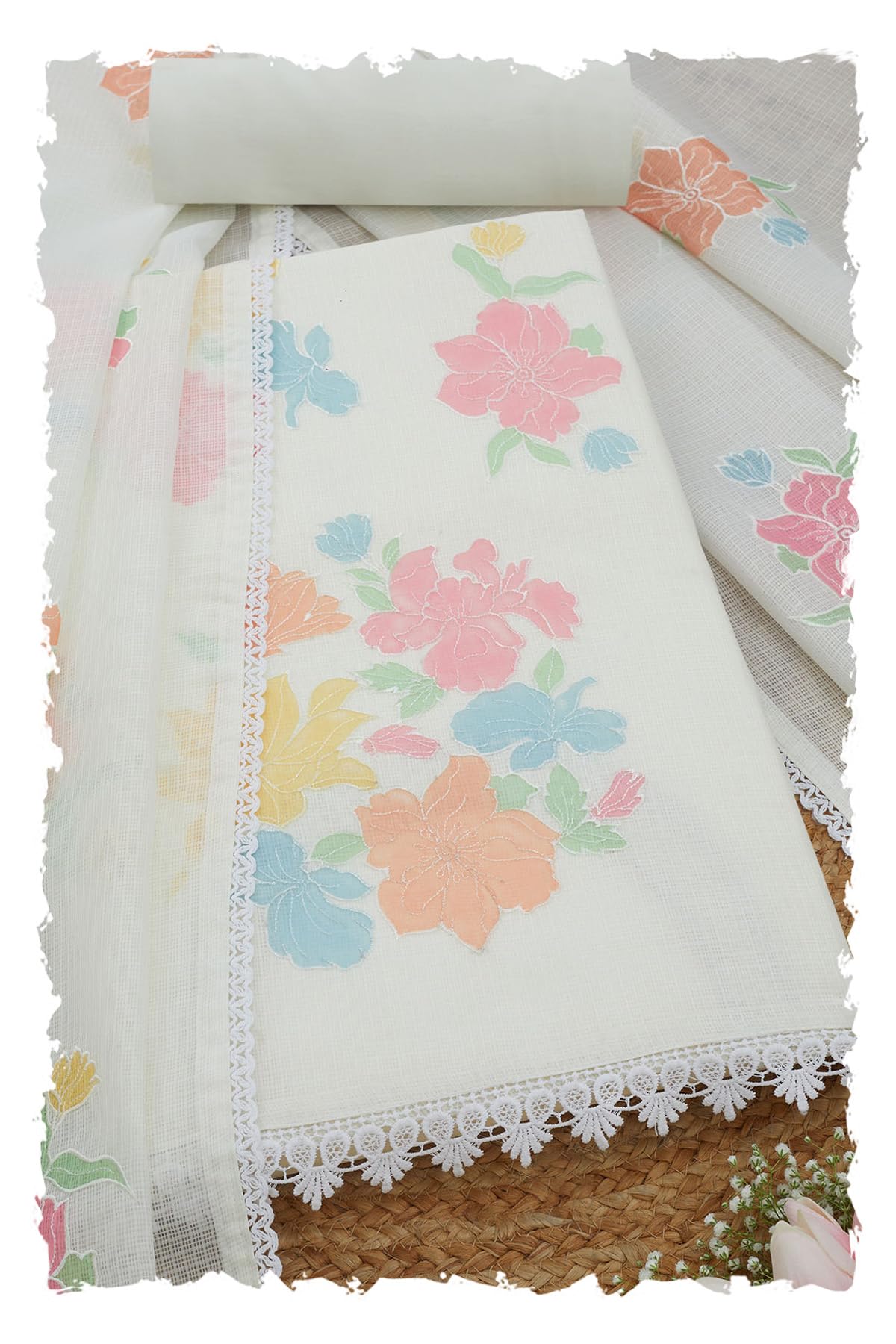 Soch Women Kota Floral Print Unstitched Dress Material with Thread Work