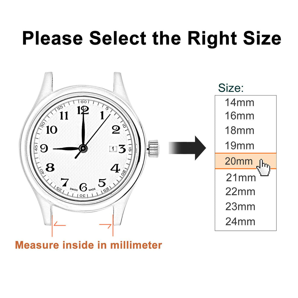 WOCCI 19mm Vintage Leather Watch Band for Men and Women, Silver Buckle (Dark Brown/Beige Seam)