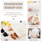 ZLFSRQ Daisy Flower Makeup Bag Travel Cute Floral Cosmetic Bags for Women Large White Makeup Pouch Zipper Cosmetic Pouch for Pur