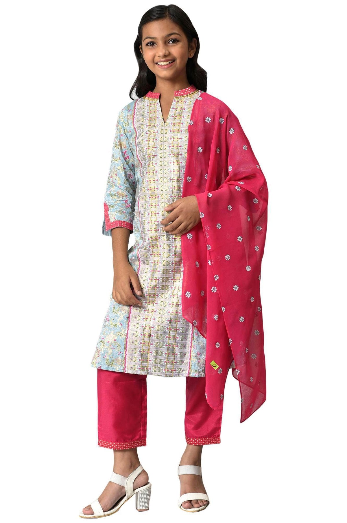 Aurelia GirlS Viscose Kurta-Straight Palazzo-Dupatta (22Aug10259C-506145_Blue