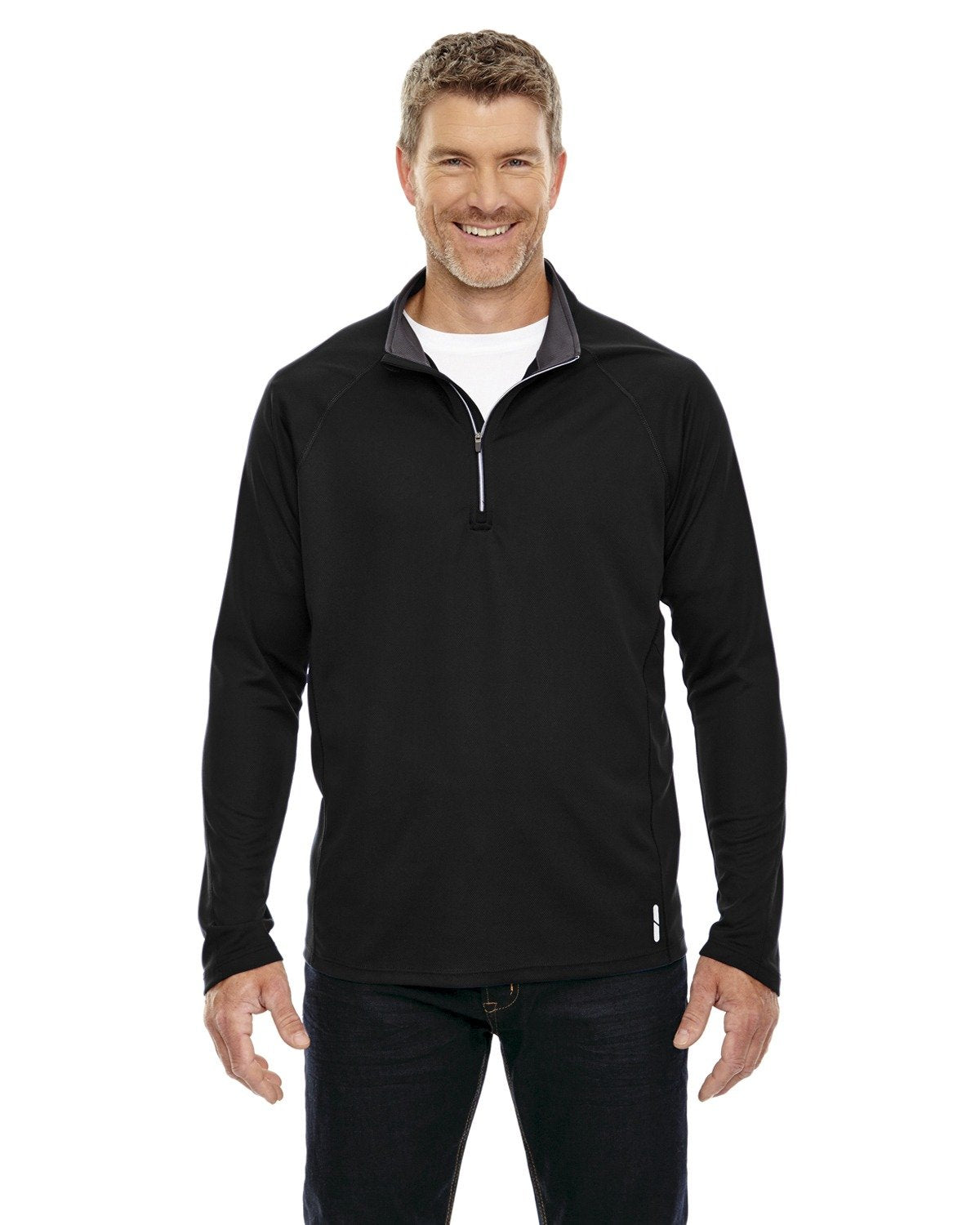 Mens Radar Quarter-Zip Performance Long-Sleeve Top - BLK TRU ROYAL - L(D0102H7K8EP)