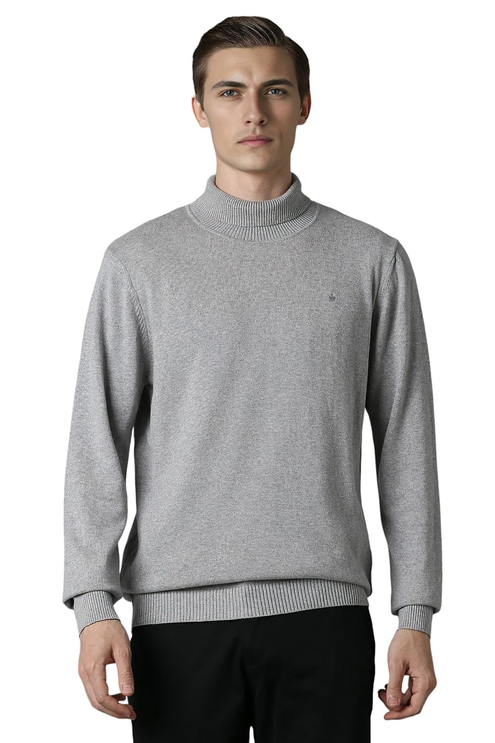 Louis Philippe MenS Cotton Turtle Neck Sweater (Lpswmrgfq83658_Grey