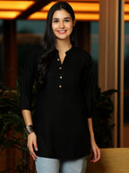 Libas WomenS Viscose Rayon Straight Kurtis (29288I_Black