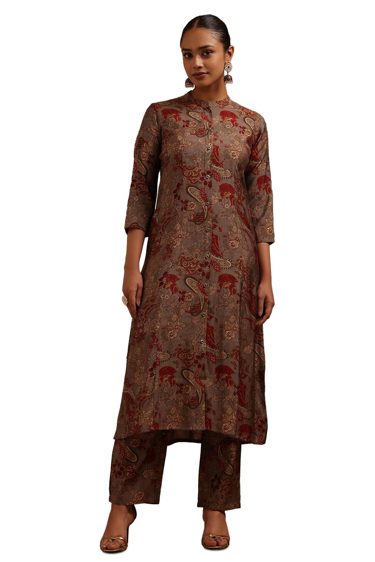 Soch Women Pattern: Floral Fabric: Muslin Closure: Button Package Contains: Kurta Pant