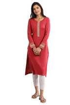 Aurelia WomenS Solid Thread Embroidery Straight Kurta | Round Neck Kurta For Women | Solid Kurta For Women | Beautiful Regular F