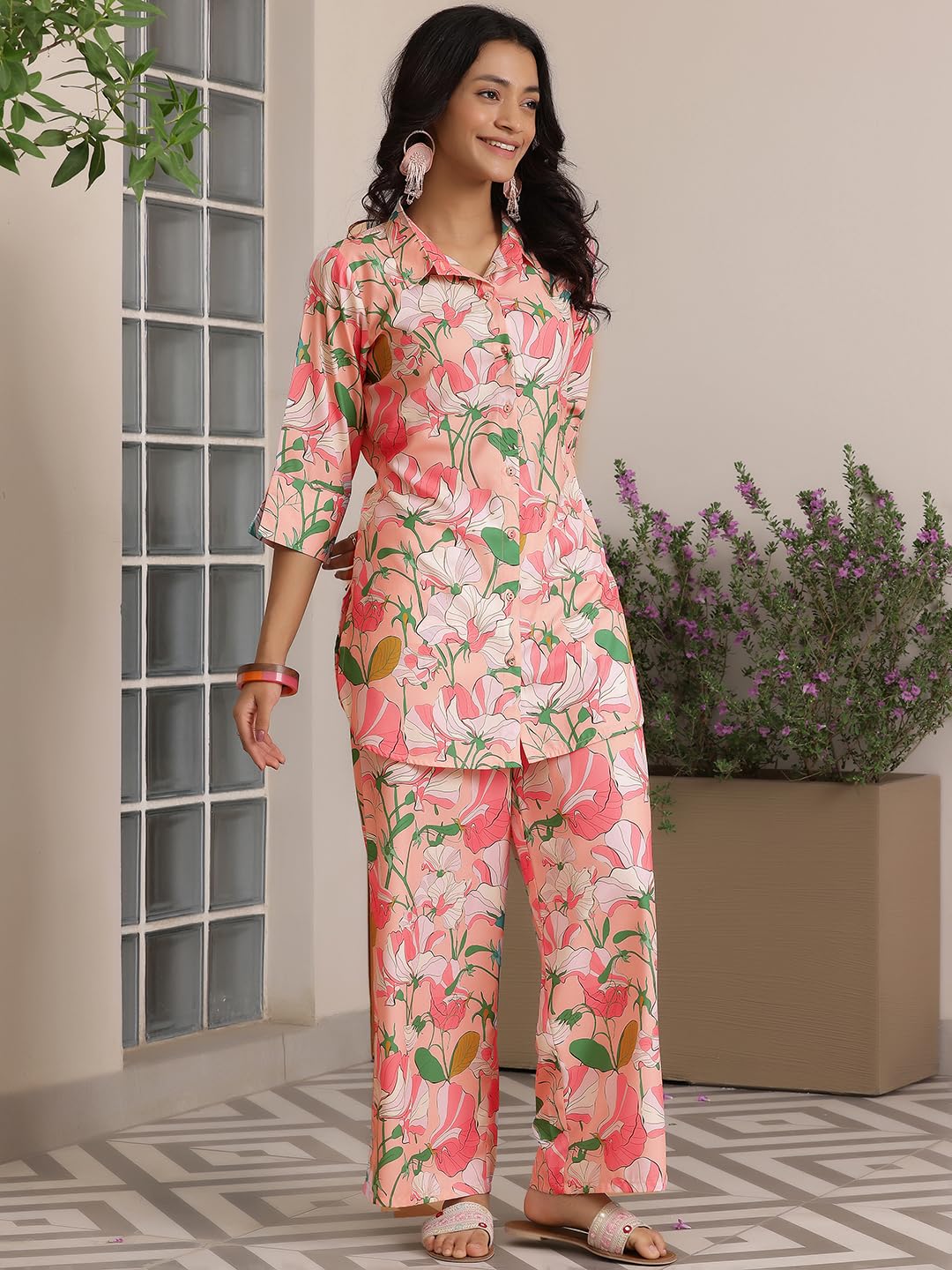 Libas WomenS Silk Blend Co-Ord Set (39029R