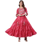 ishin Womens Viscose Rayon Anarkali Embellished Kurta Kpm-10040_L_Pink