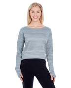 Ladies Odyssey Striped Poly Fleece Hi-Lo crew - gRANITE STRIPE - S(D0102H76QgX)
