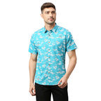 Thomas Scott Mens Printed Slim Fit 100% Cotton Casual Shirt with Spread Collar and Half Sleeve