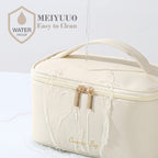 Meiyuuo Cute Makeup Bag Small Cosmetic Bags for Women Medium Pouch Toiletry Bag Waterproof Organizer(Light Beige)