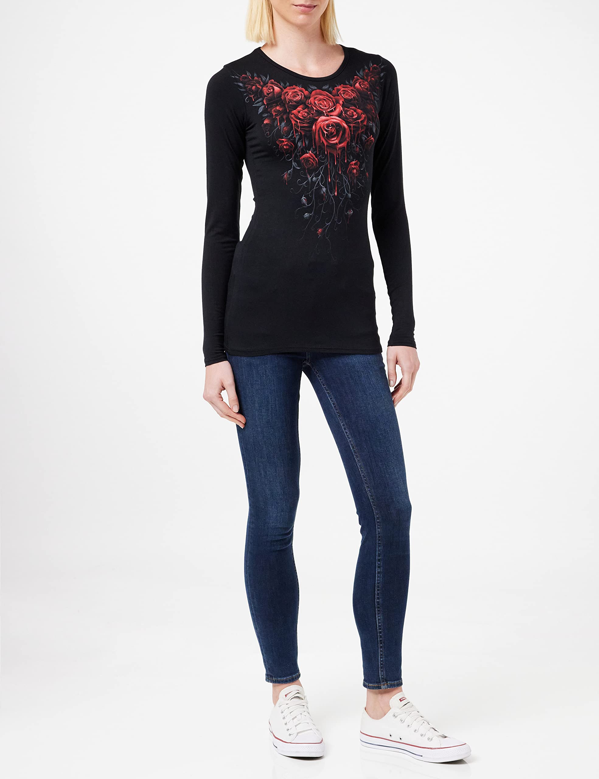 Spiral - BLOOD ROSE - Baggy Top Black - L