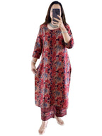 ANNI DESIGNER Womens Rayon Viscose Straight Printed Kurta with Pant (Palhar Red_XXL_Red_XX-Large)