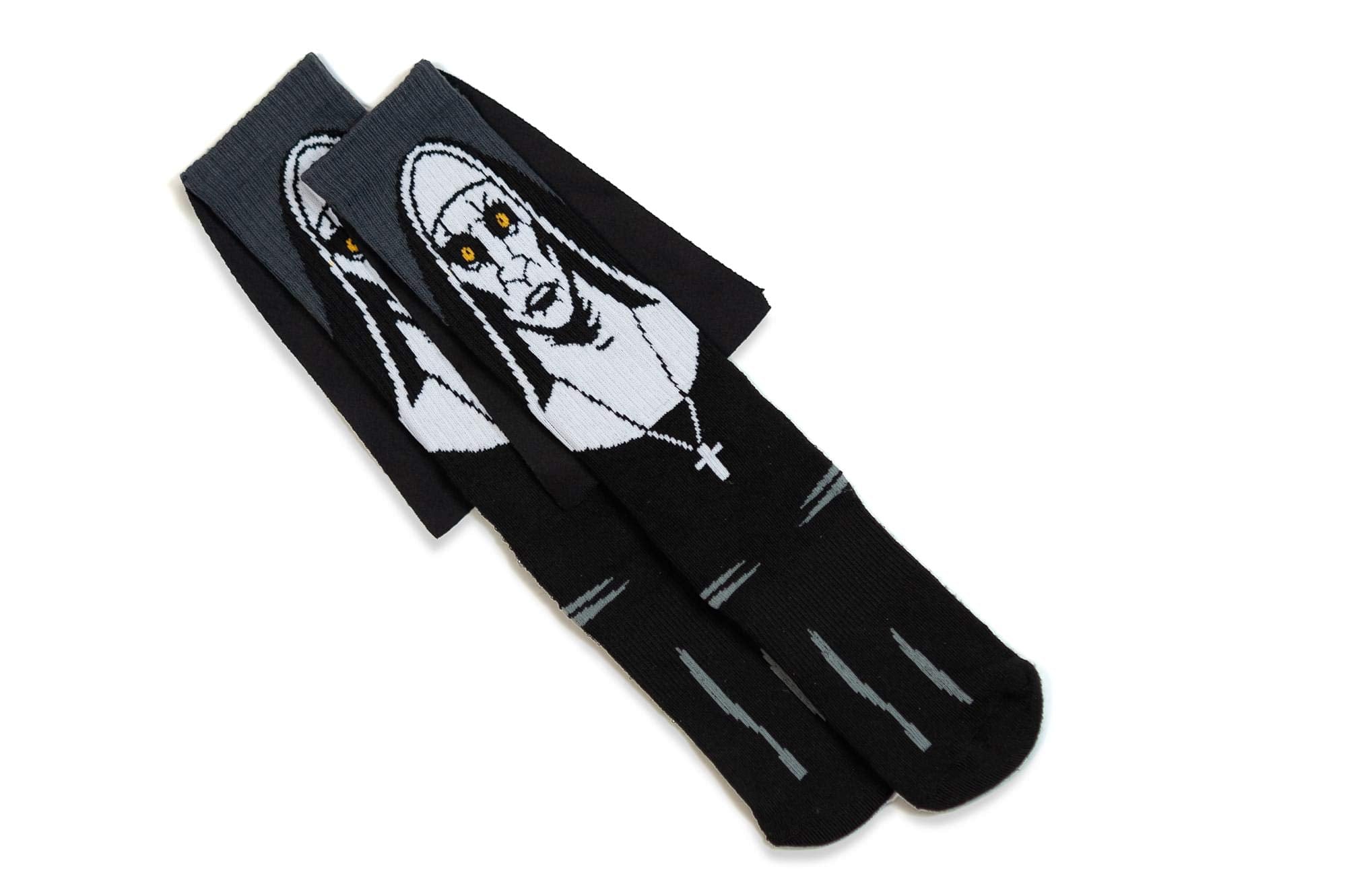 The Nun Athletic Crew Socks - Breathable 3D Printed Dress Socks for Adults & Teens - Unisex Black Tube Novelty Socks Great for H