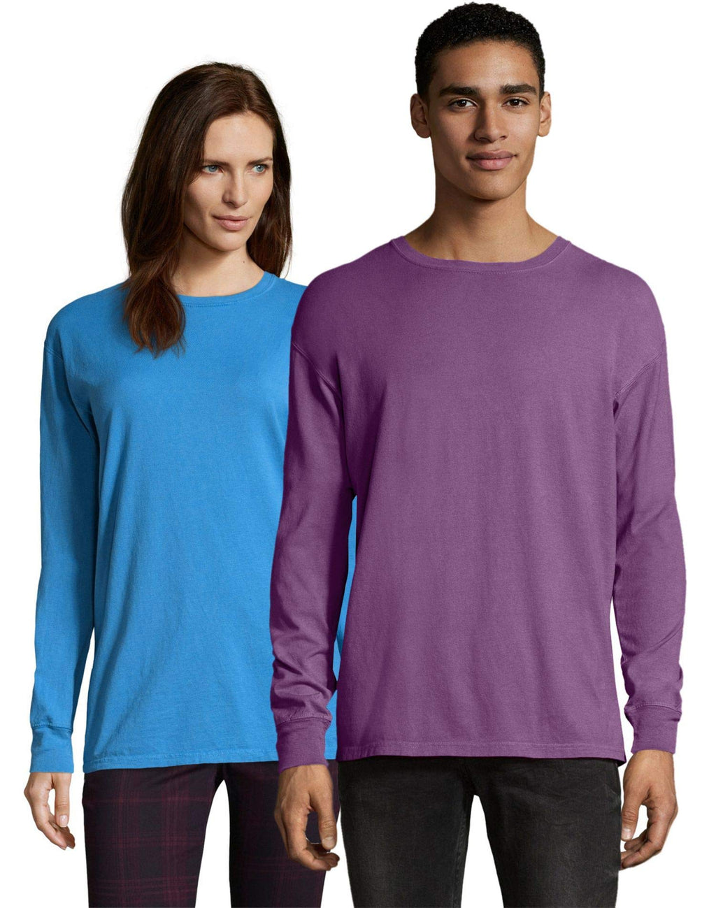 Unisex garment-Dyed Long-Sleeve T-Shirt - BLAcK - S(D0102H7K6Z6)