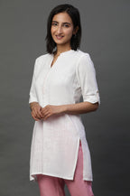Aurelia WomenS Rayon Solid Regular Kurti (24Fea30427_White