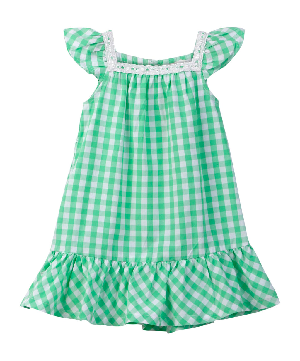 Y/d check lace detail dress Green