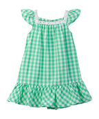Y/d check lace detail dress Green