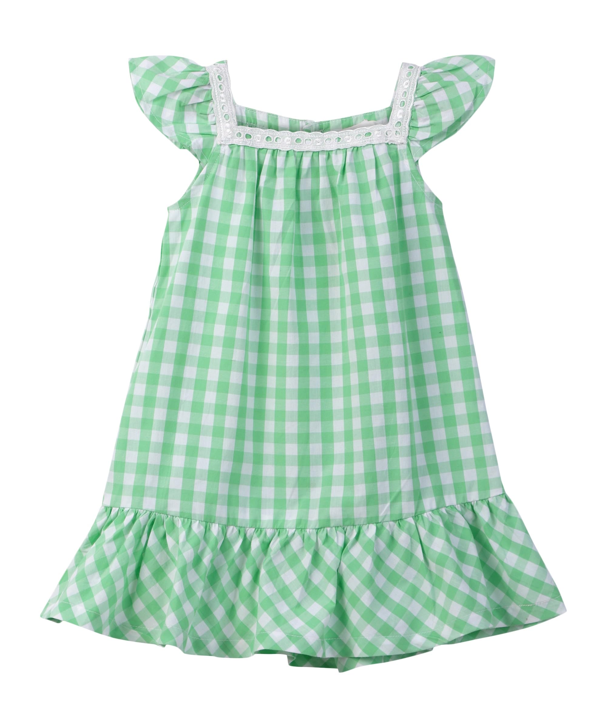 Y/d check lace detail dress Green