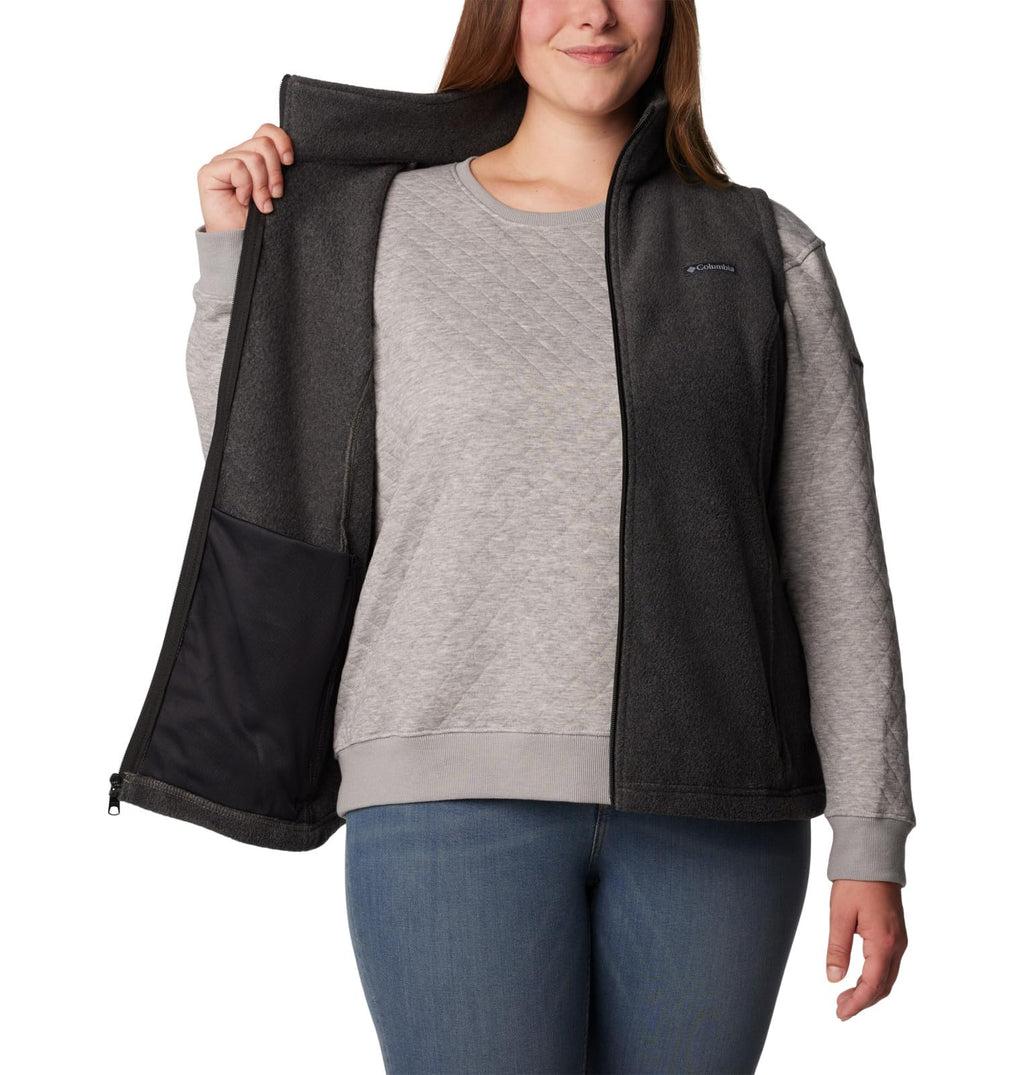 columbia Womens Benton Springs Vest, charcoal Heather, 1X Plus