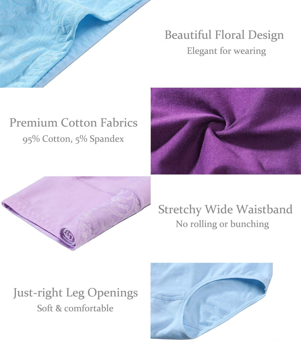 5-Pack High Waist Tummy Control Panties for Women, Cotton Underwear No Muffin Top Shapewear Brief Panties (5-Pack, Small)