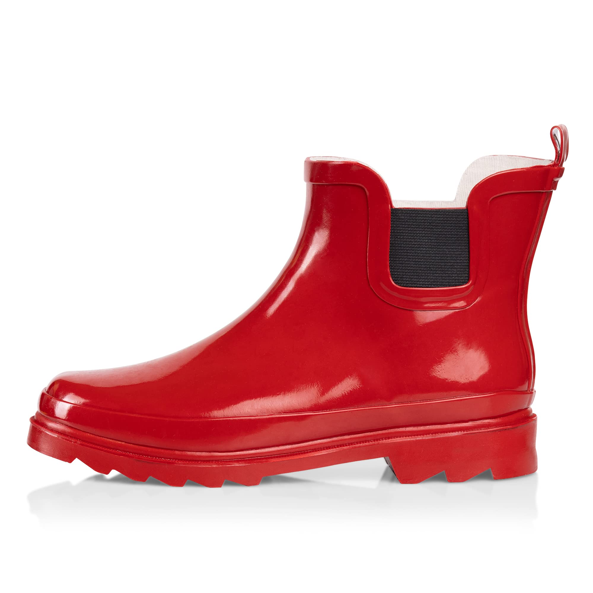 NORTY - Womens Ankle Rain Boots - Ladies Waterproof Winter Spring Garden Boot Red Size 7