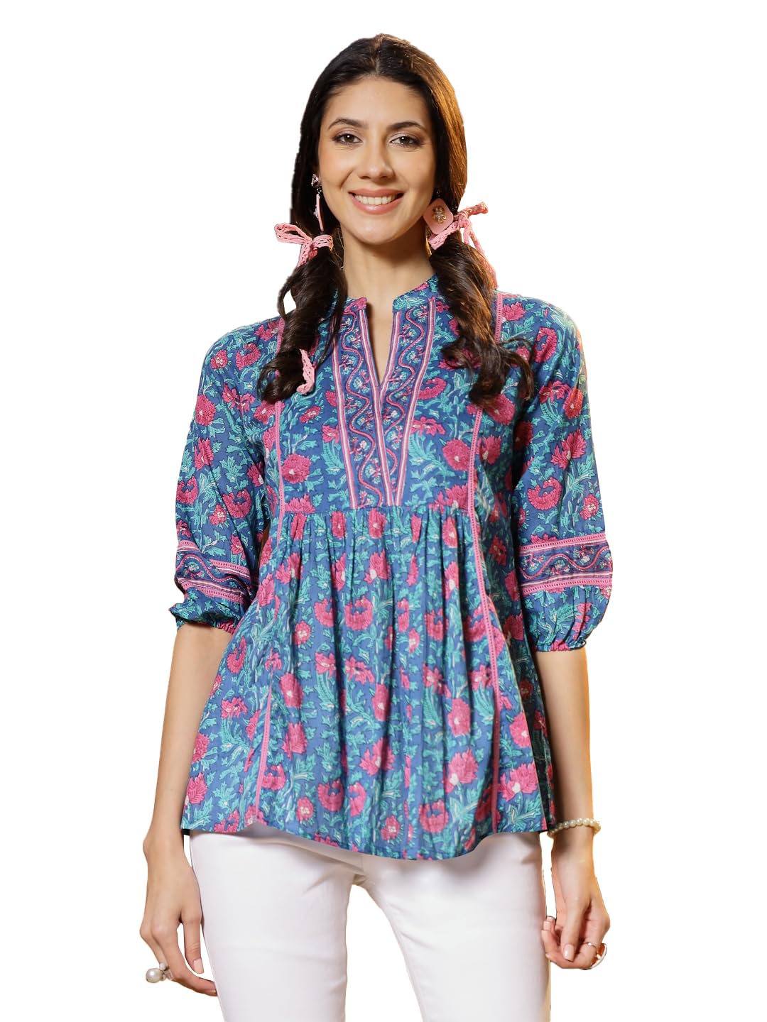 Stylum Womens Floral Printed Cotton Top