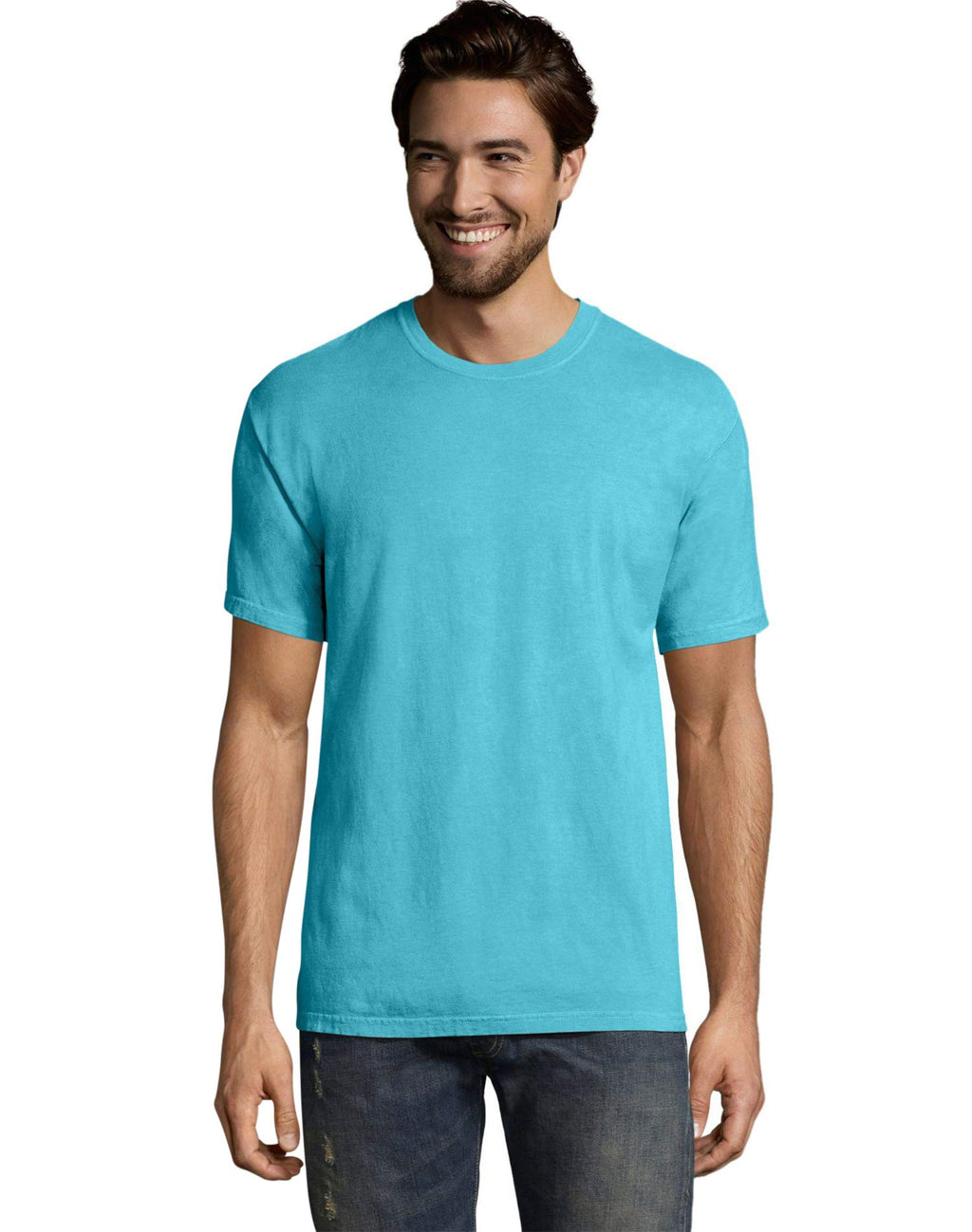 Mens garment-Dyed T-Shirt - BLAcK - S(D0102H7DA82)