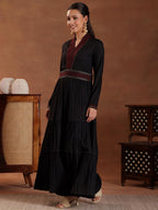 Libas WomenS Rayon Self Design Kurta Set (27596_Black