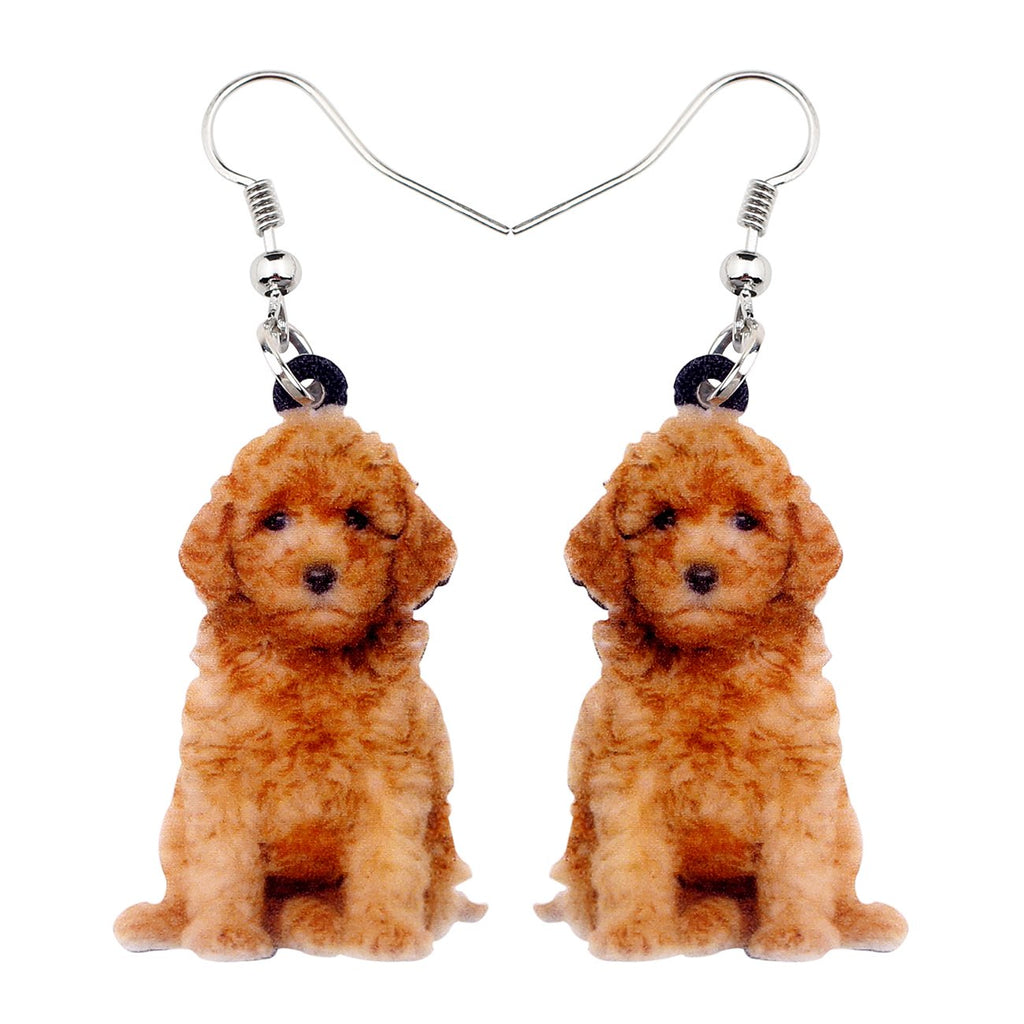 NEWEI Acrylic Cute Basket Dog earrings Drop Dangle Fashion Animal Jewelry For Women Gift Charms (Golden Doodle)