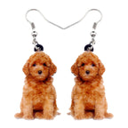 NEWEI Acrylic Cute Basket Dog earrings Drop Dangle Fashion Animal Jewelry For Women Gift Charms (Golden Doodle)