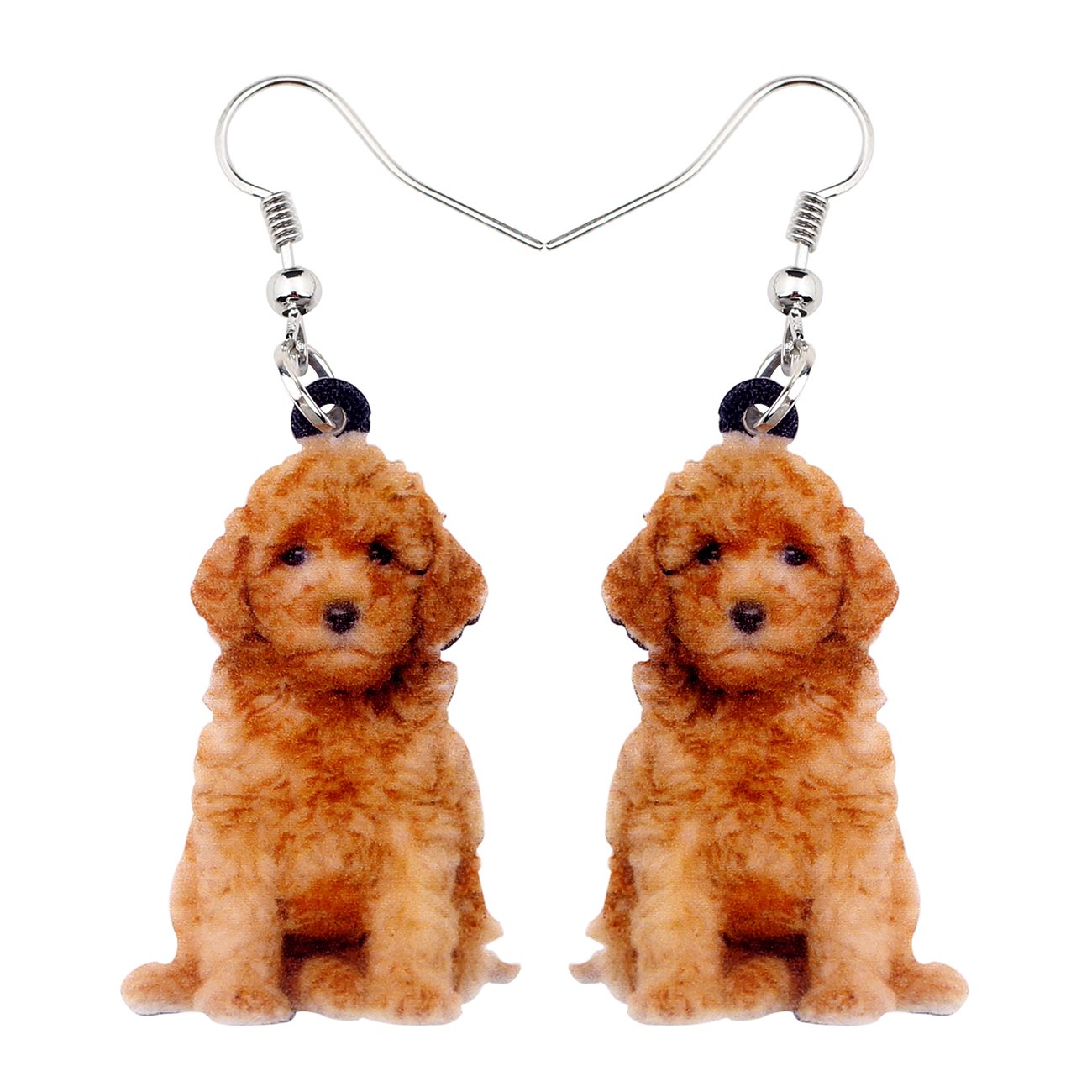 NEWEI Acrylic Cute Basket Dog earrings Drop Dangle Fashion Animal Jewelry For Women Gift Charms (Golden Doodle)
