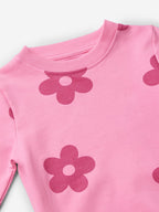The Souled Store Official Girls TSS Originals: Pink Flora Cotton Sweatshirts Hoodies Sweatshirts Pullovers Fleece Zip-up Graphic