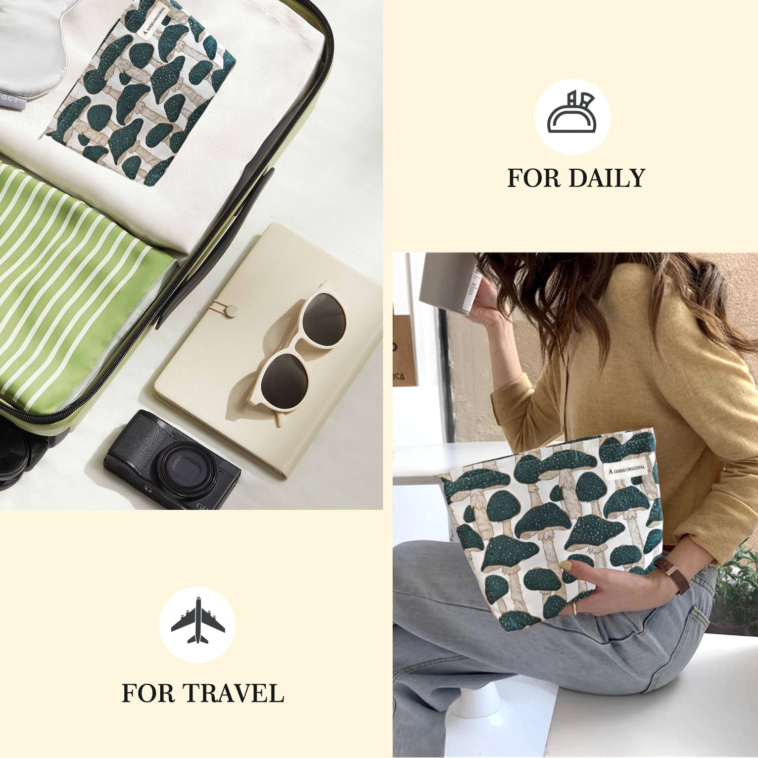 STARDW Cute Makeup Bag Aesthetic Cosmetic Bags for Women Girls, Travel Toiletry Bag Large Capacity Zipper Makeup Pouch, Purse
