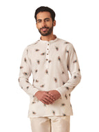 Manyavar Mens Short Kurta, Full Sleeves Mandarin Collar Ethnic Waist Length Kurta Only, Kurta for Festival, Wedding, Blended Co