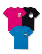 T2F Boys Cotton Solid Regular Fit T-Shirt (Pack of 3)