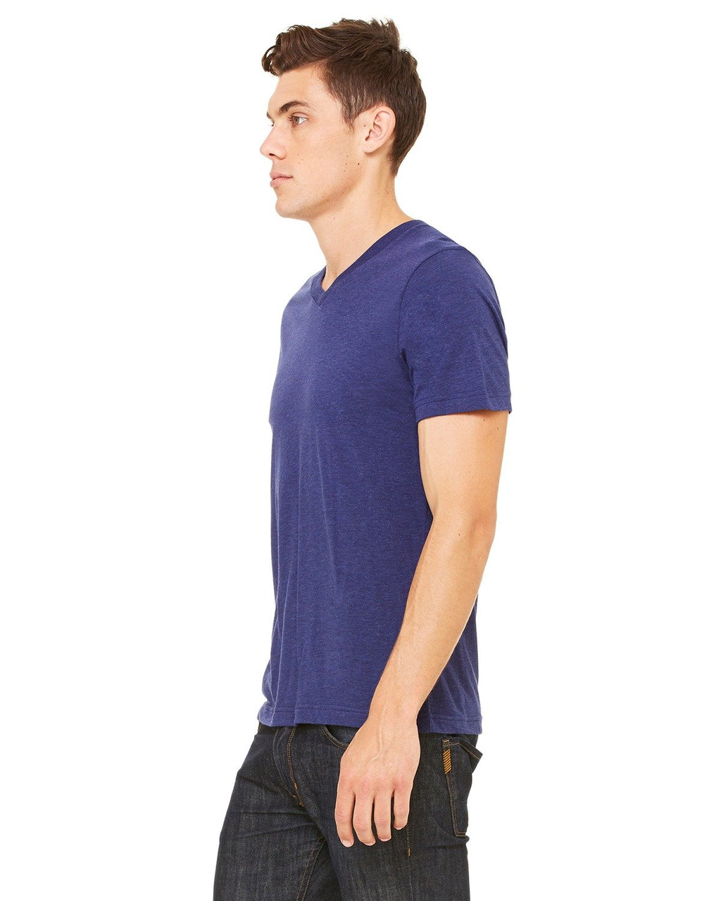 Unisex Triblend V-Neck T-Shirt - BLUE TRIBLEND - S(D0102H7W722)
