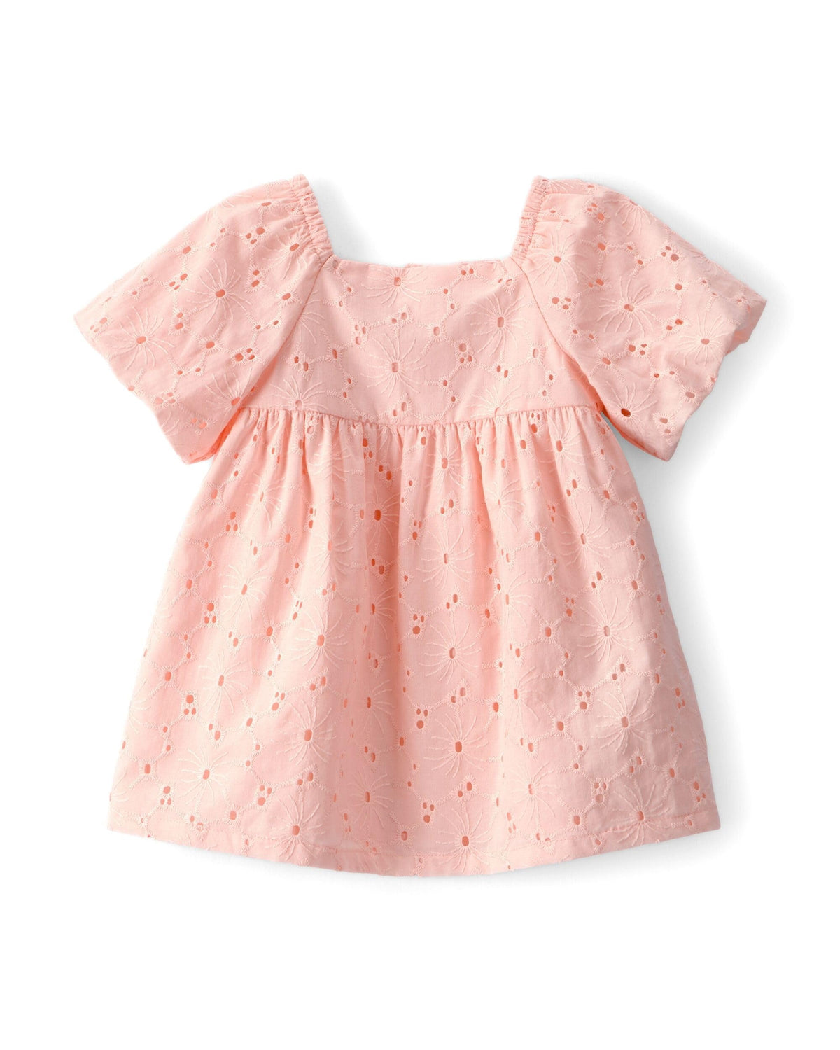 CarterS Short Sleeve Eyelet Dress For Baby Girl | Square Neck With Puff Sleeve Style | Comfortable Breathable Fabric | Summer C 18-24