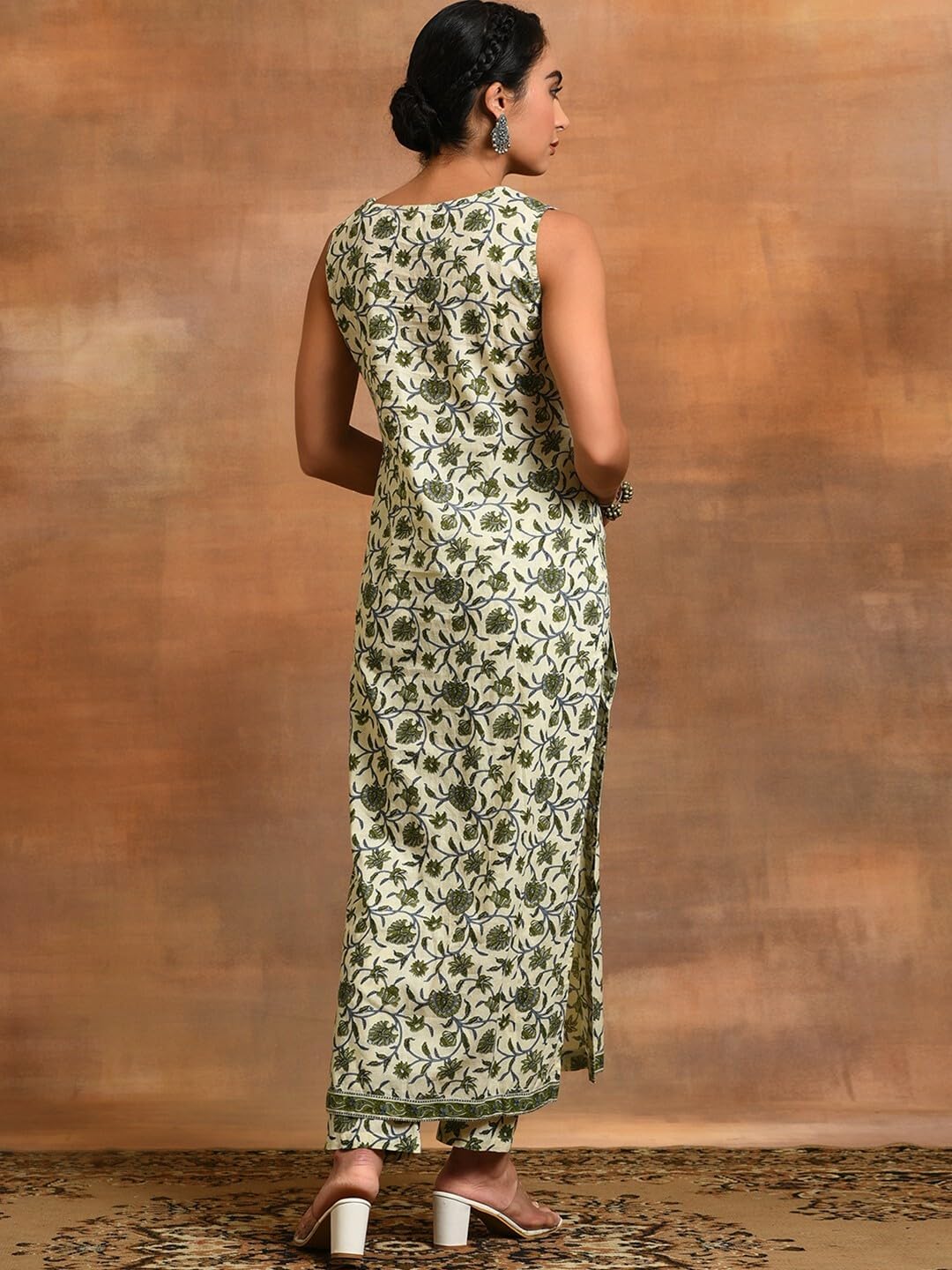 Fashion Basket Women'S Multi Color Cotton Anarkali Kurta Set With Duptta For Women