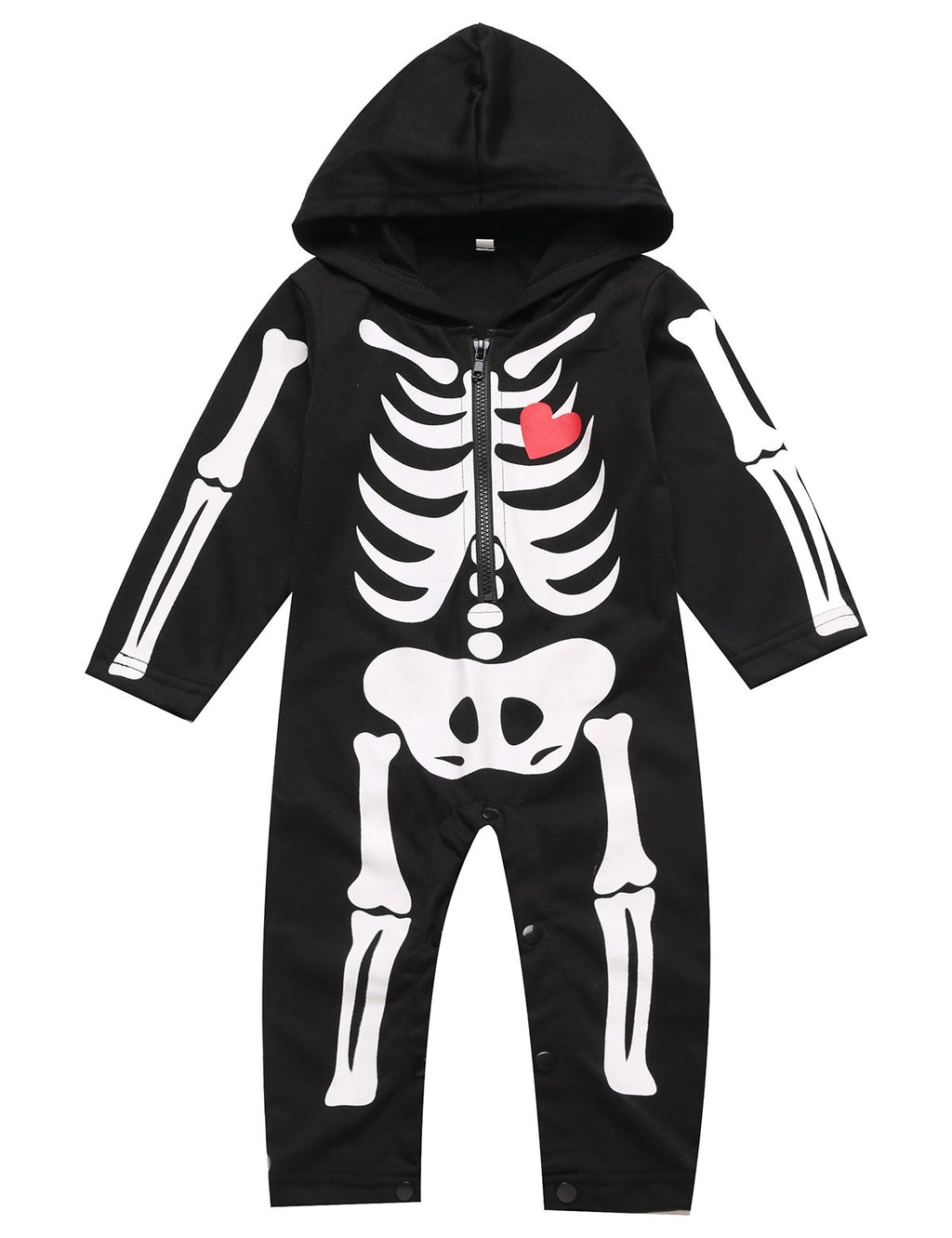 LENSOUS Baby Boy's Skeleton Halloween Costume Long Sleeve Hoodie (0-3 Months, Black01)