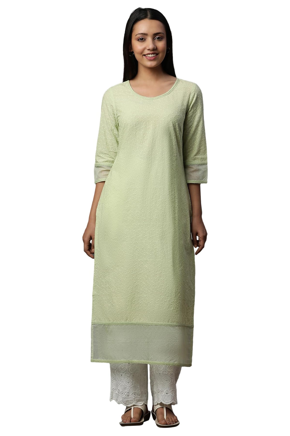 Aurelia WomenS Cotton Regular Kurta (24Fea14996_Green