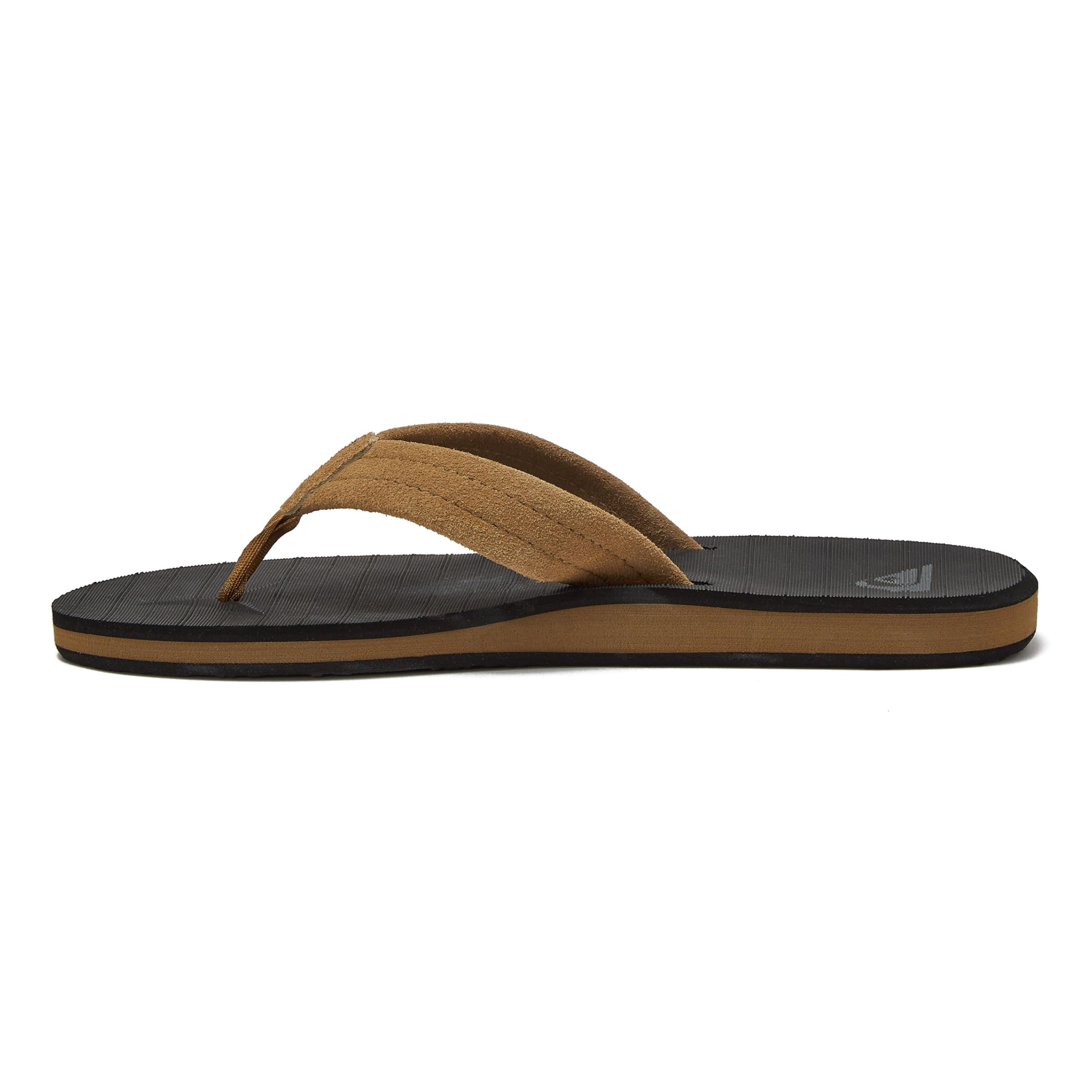 Quiksilver Men's Carver Suede 3 Point Flip Flop Athletic Sandal, Brown/Black/Brown, 14