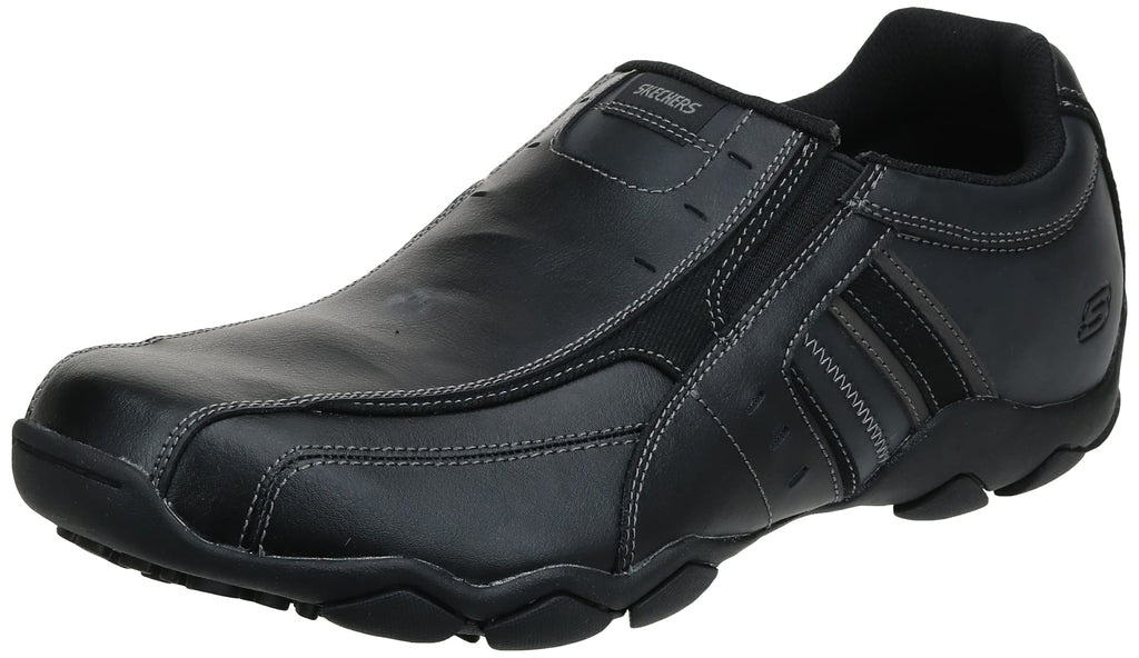 Skechers Mens Loafers-shoes, Black Leather, 13 US