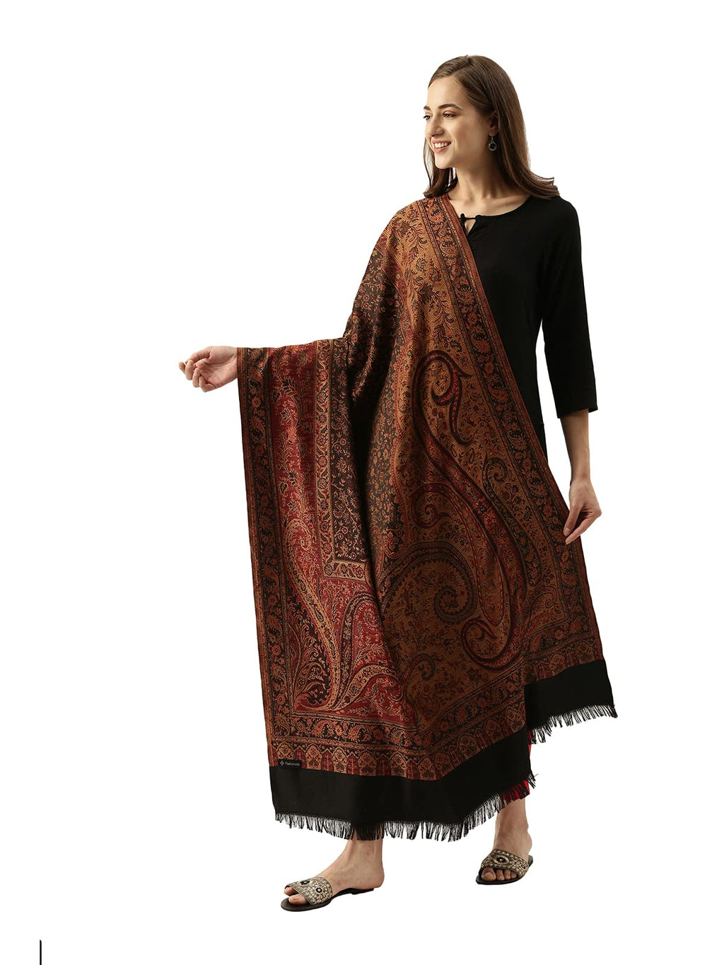 Pashmoda Women Shahnaz Antique Jamawar Shawl (Size: 101 X 203 Cm)