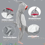 LOLANTA Funny Halloween Costumes Kids Shark One Piece Animal Rompers for Kids Halloween Fancy Dress(Gray, 2-3T)